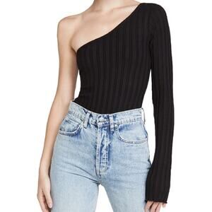 Simon Miller Vedado Black Ribbed One Shoulder Top Size XS